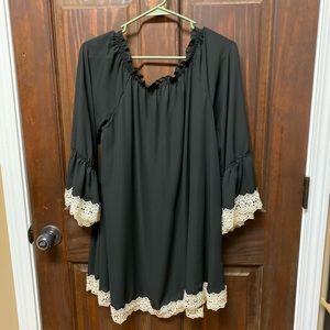 Black blouse with cream lace detailing